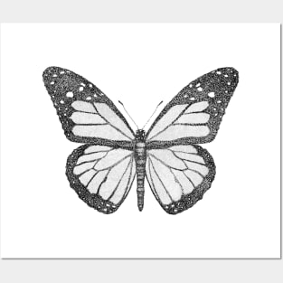 Hand drawn Butterfly using dot work Posters and Art